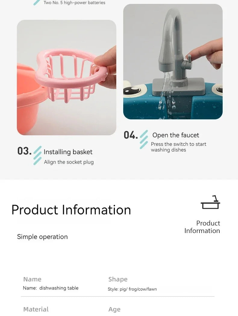 Kids Electric Kitchen Sink Play Set