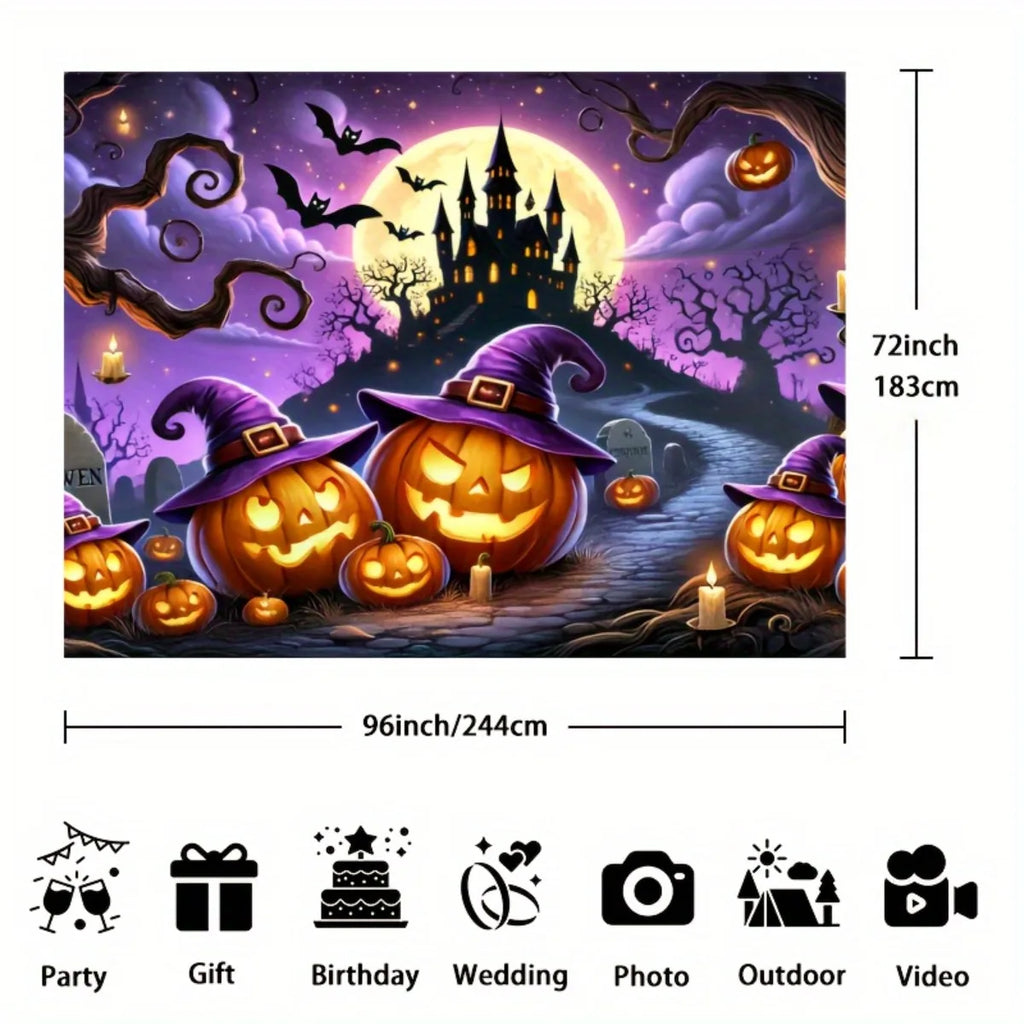 Halloween Pumpkin & Castle Backdrop