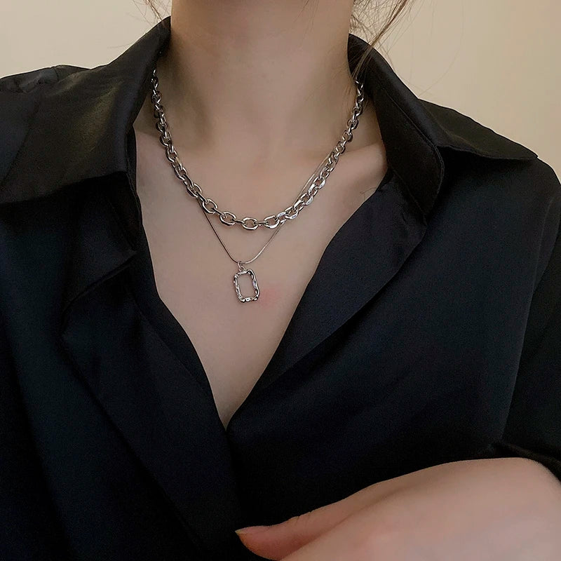 Double Link Layered Chain Necklace