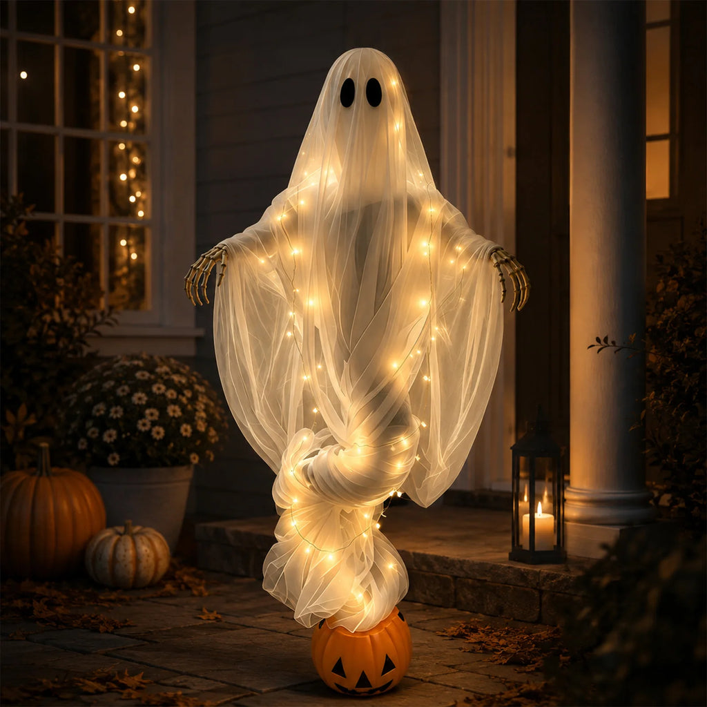Halloween Light-Up Ghost & Pumpkin Decoration
