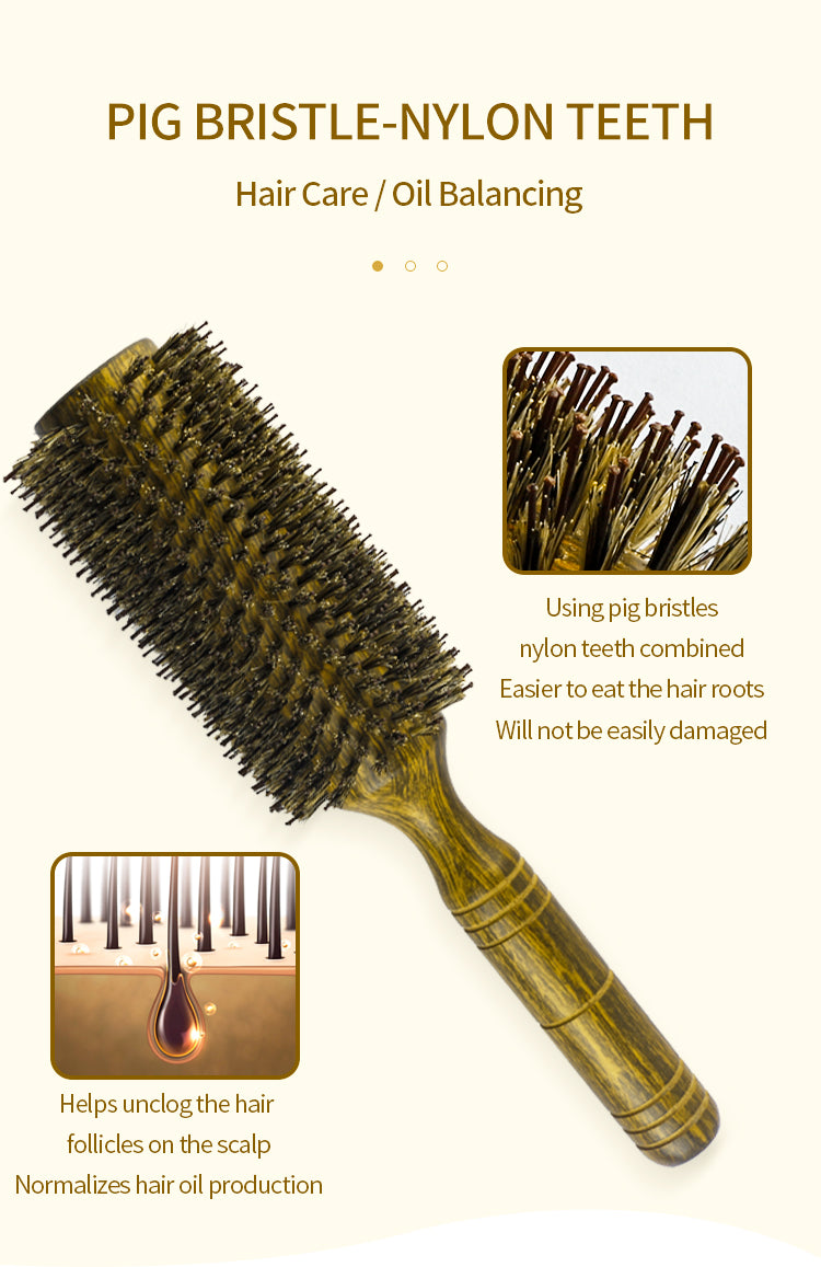 Professional Salon Boar Bristle Round Hair Brush