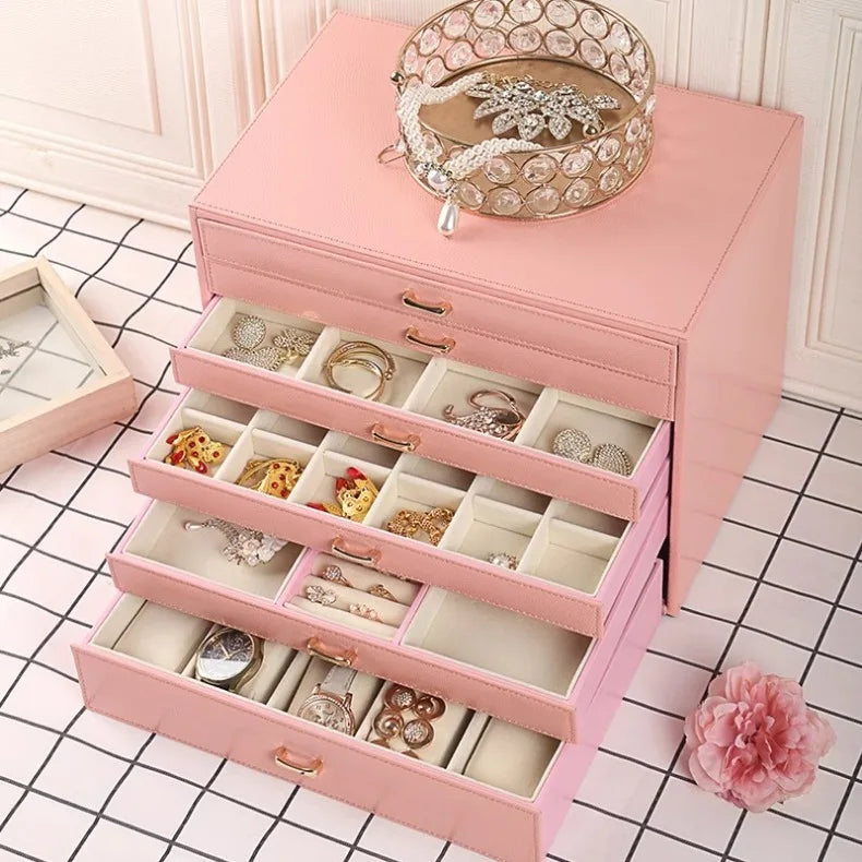 Large Leather Jewelry Storage Box