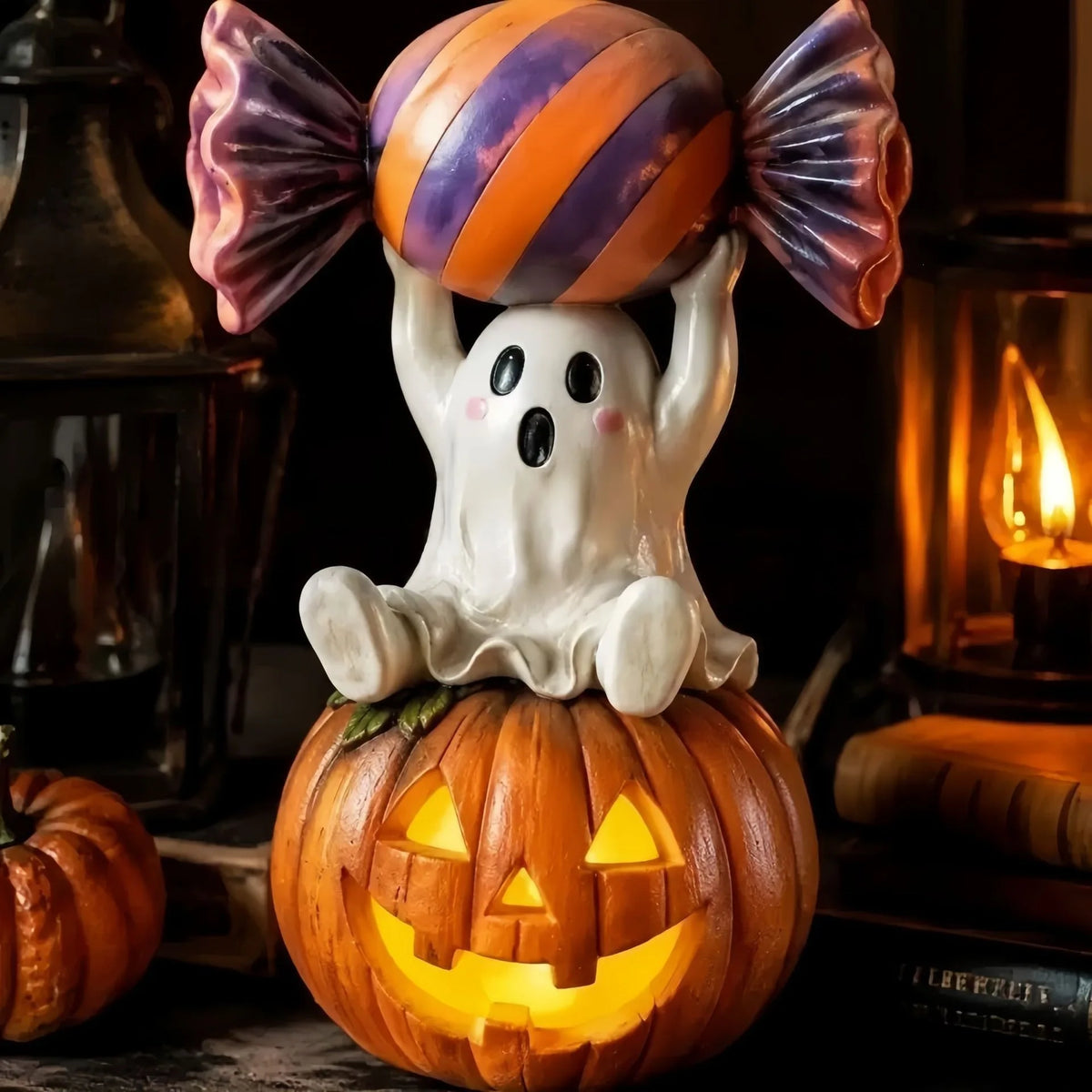 Halloween Ghost & Pumpkin Figurine