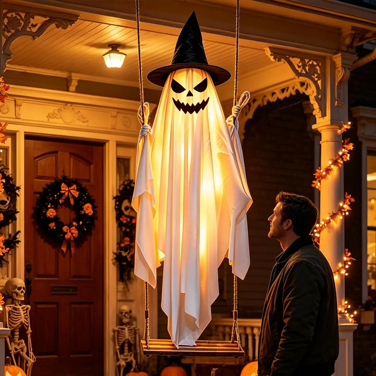 Halloween Light-Up Swinging Ghost