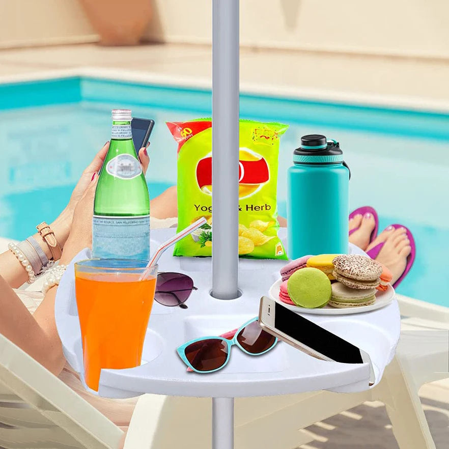 Beach Umbrella Tray with Cup Holders