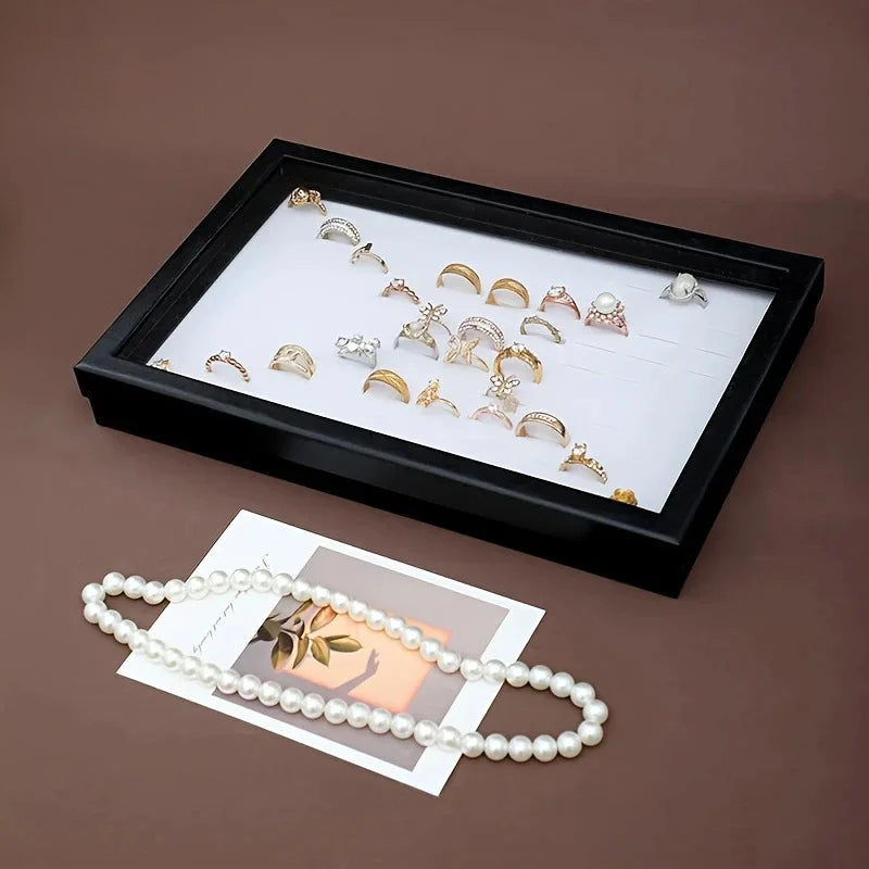 100-Slot Jewelry Display Box with Transparent Cover