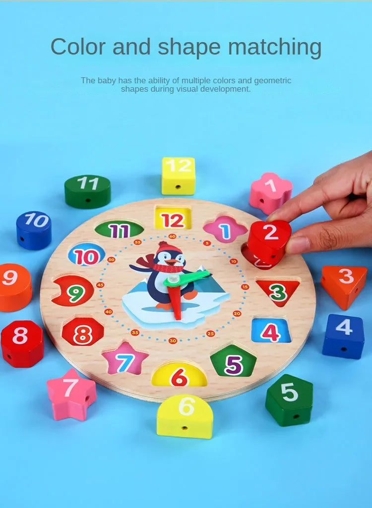 Kids Wooden Clock Learning Toy