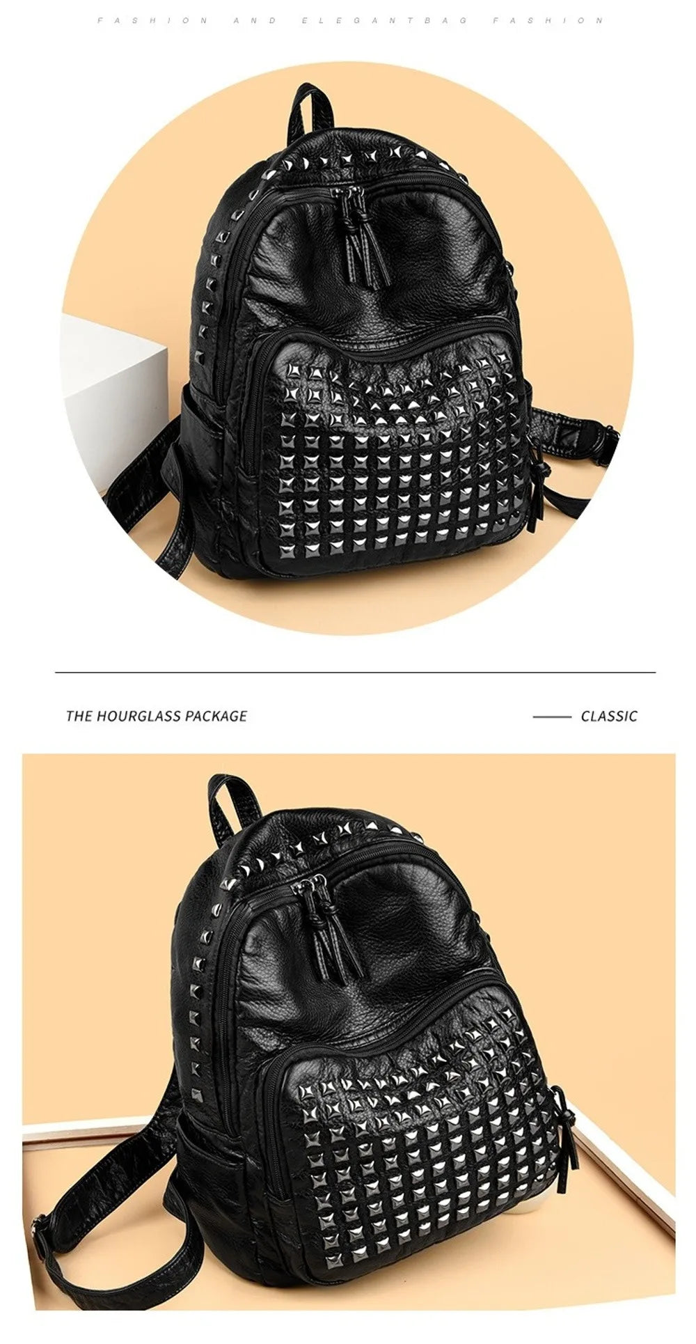 Stylish Rivet Backpack for Men & Women