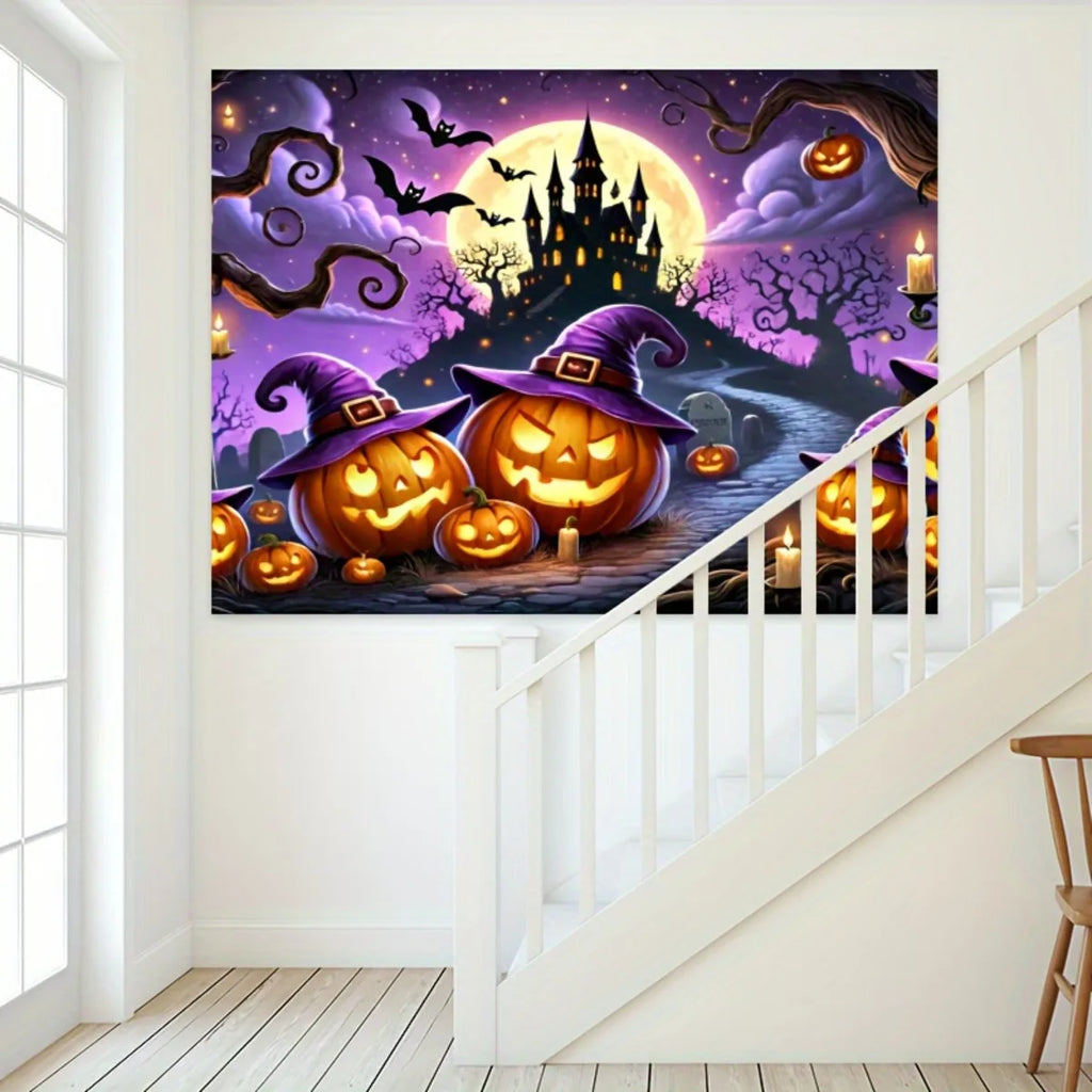 Halloween Pumpkin & Castle Backdrop