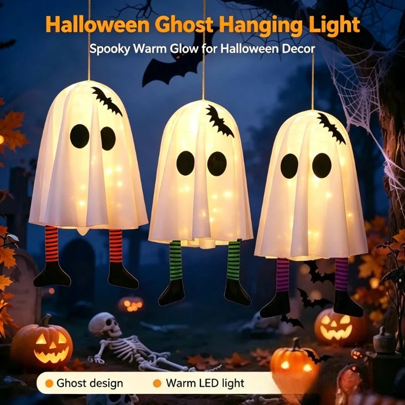 Halloween Light-Up Ghost with Striped Legs