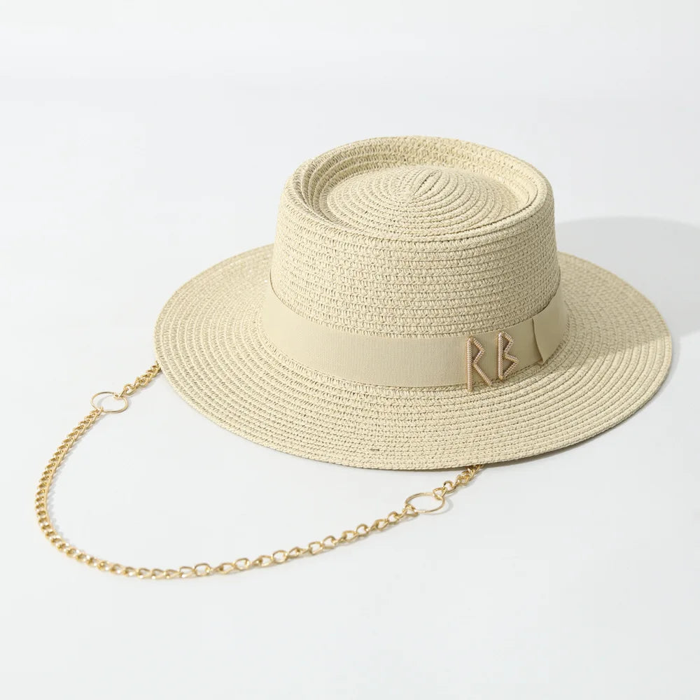 Elegant Ribbon Straw Hat