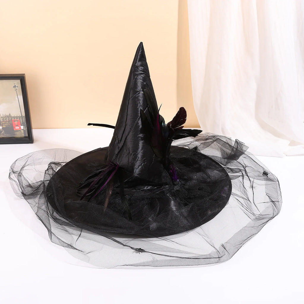 Halloween Rose & Veil Witch Hat