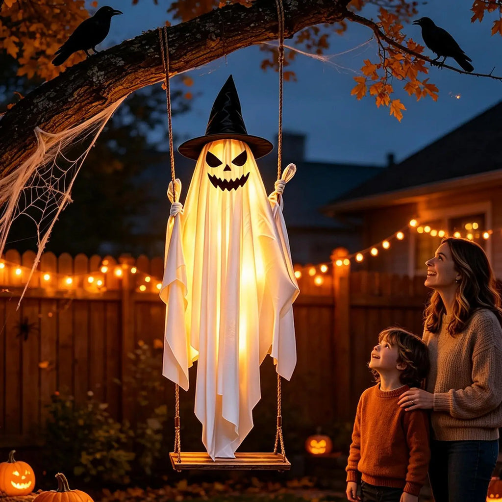 Halloween Light-Up Swinging Ghost