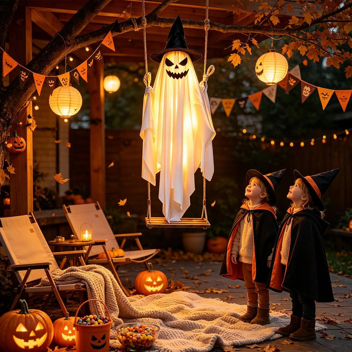 Halloween Light-Up Swinging Ghost