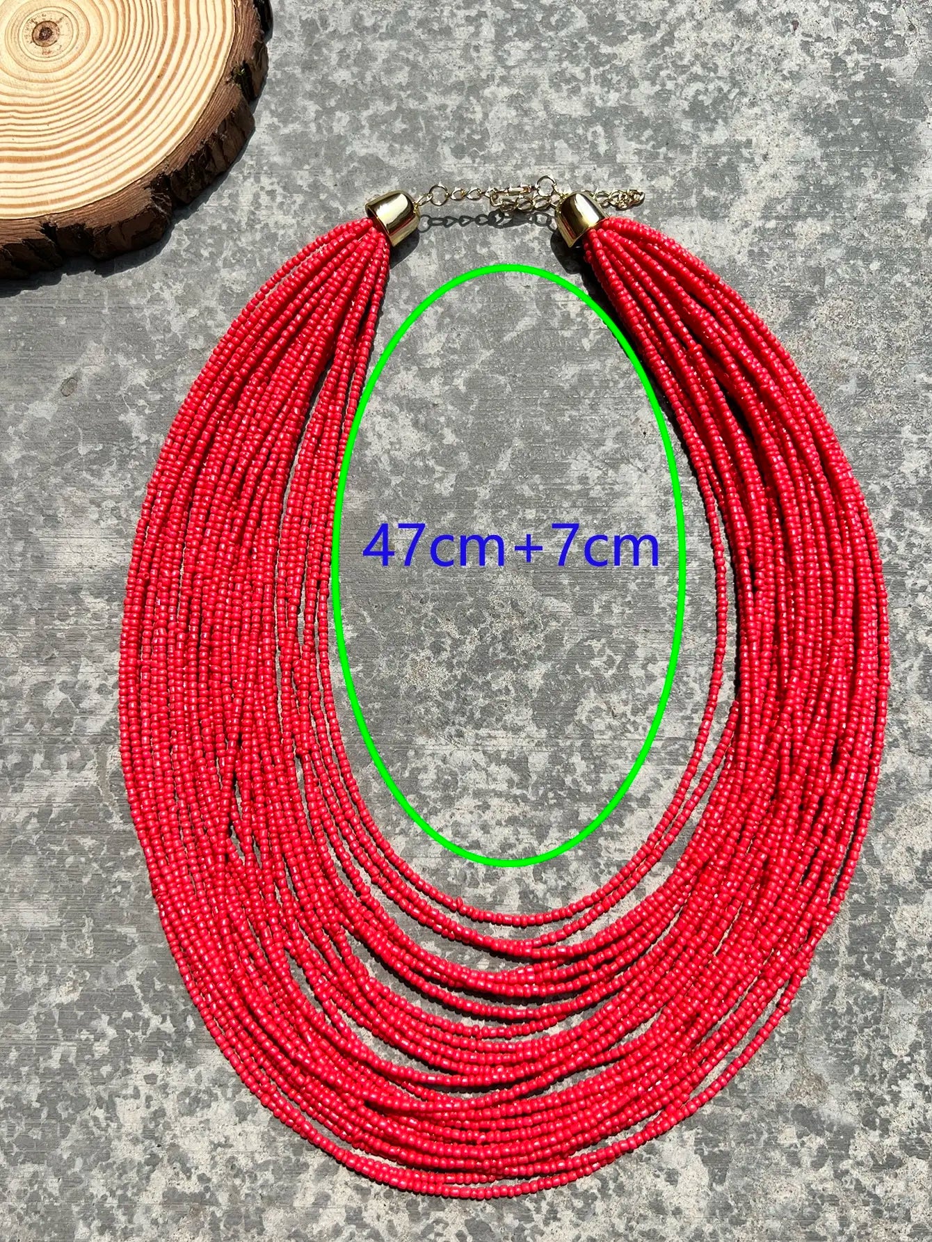 Handmade Red Beaded Boho Necklace
