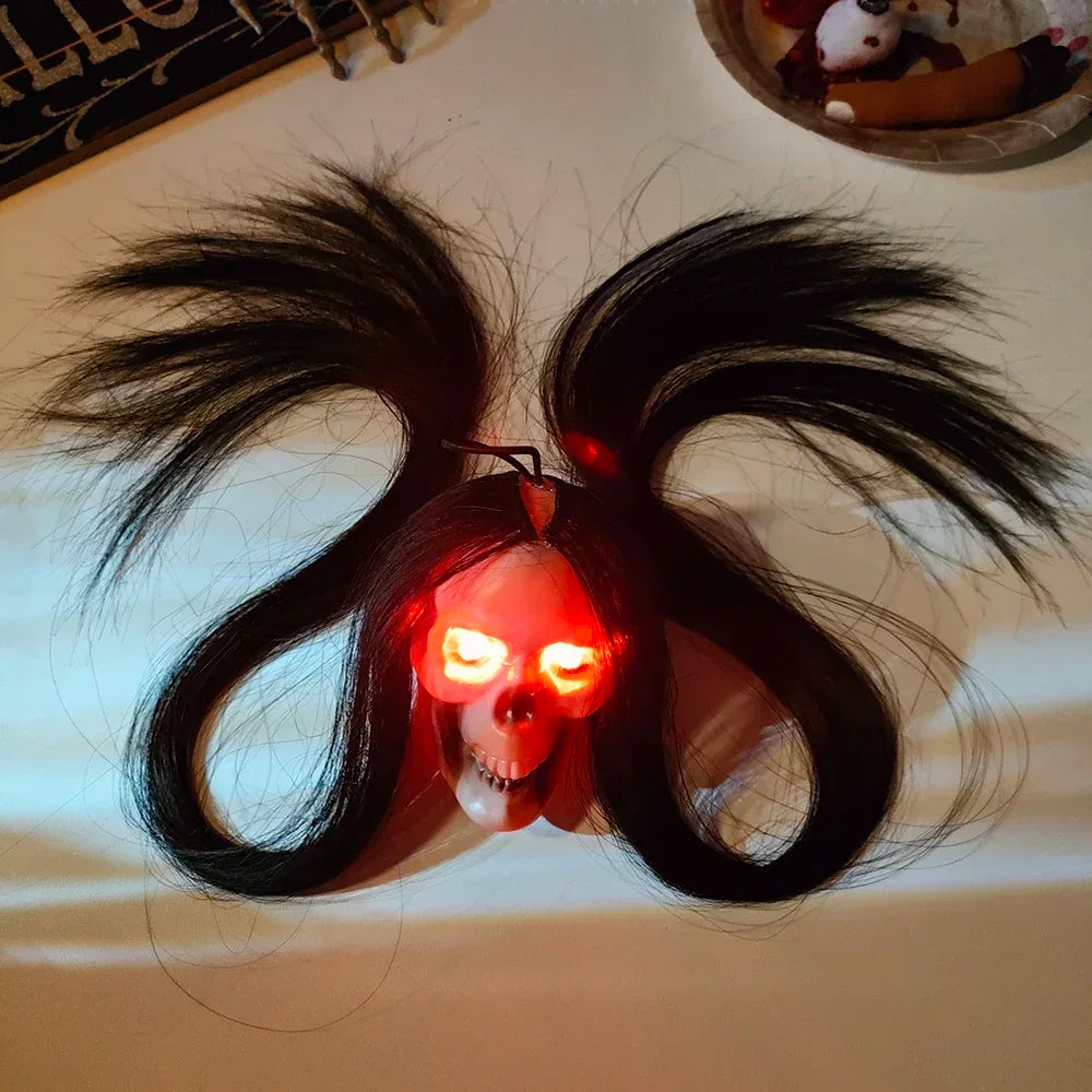 Halloween Long-Haired Light-Up Skull