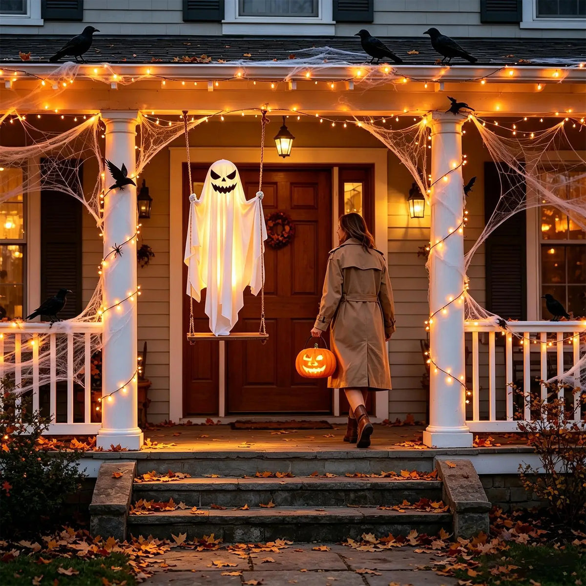 Halloween Light-Up Swinging Ghost
