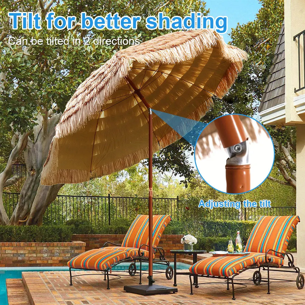 Large 8-Rib Tiki Beach Umbrella