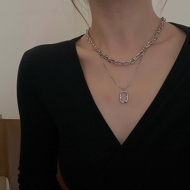 Double Link Layered Chain Necklace
