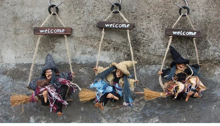 Halloween Swinging Witch Welcome Sign