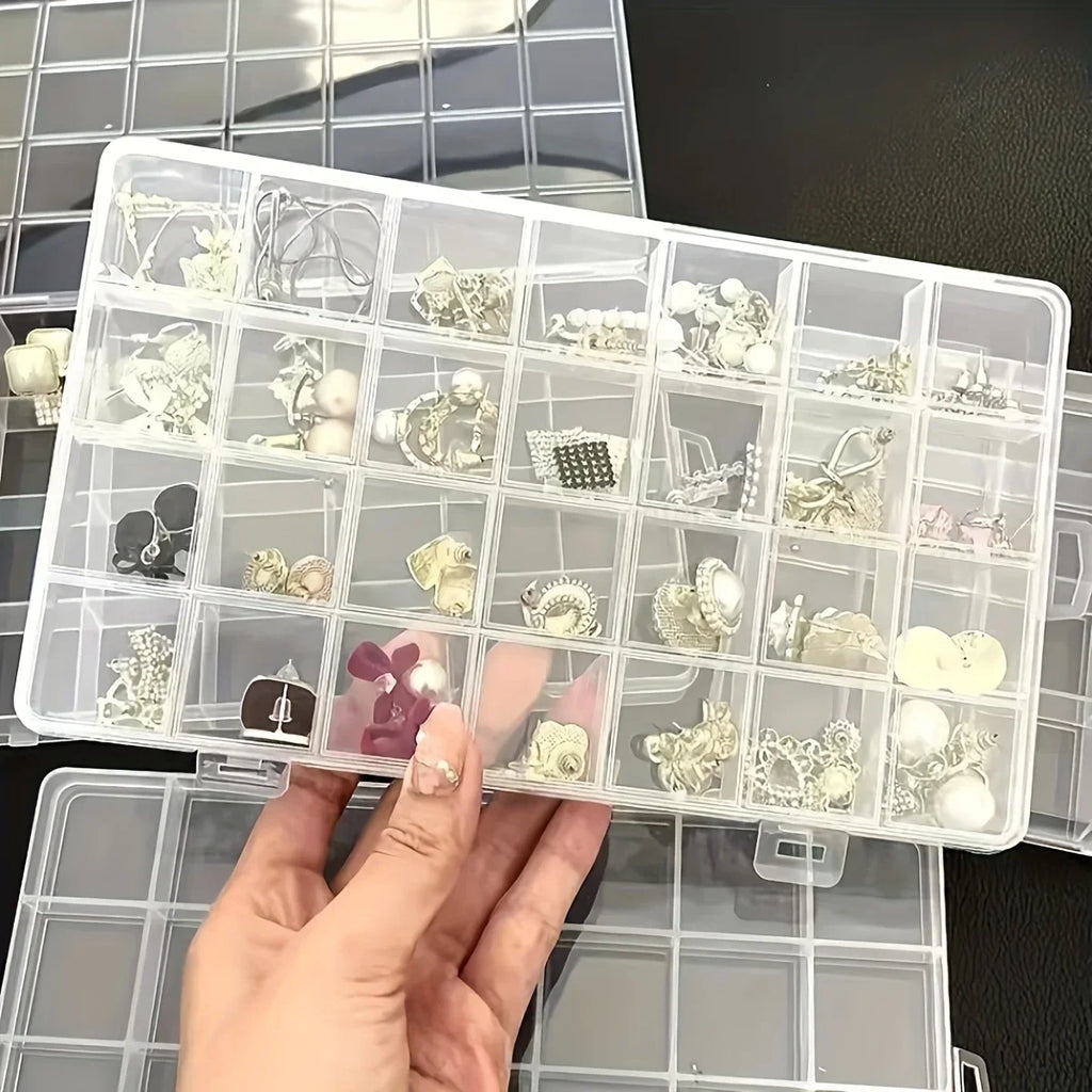24-Grid Transparent Jewelry Storage Box