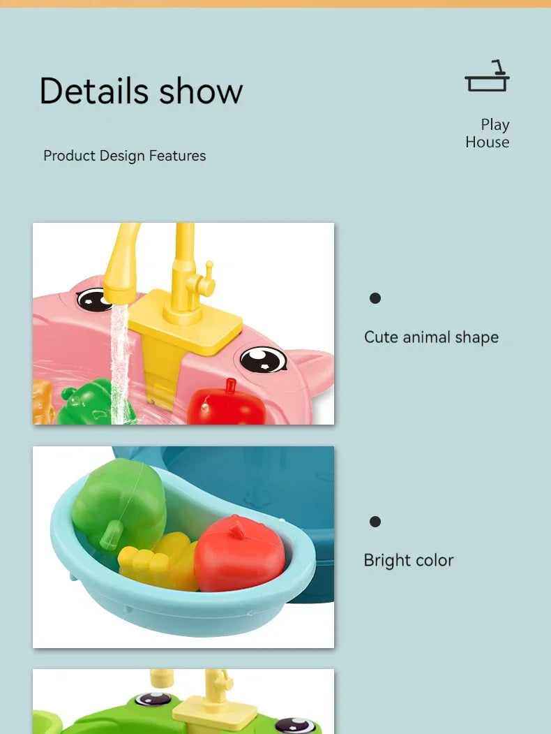 Kids Electric Kitchen Sink Play Set