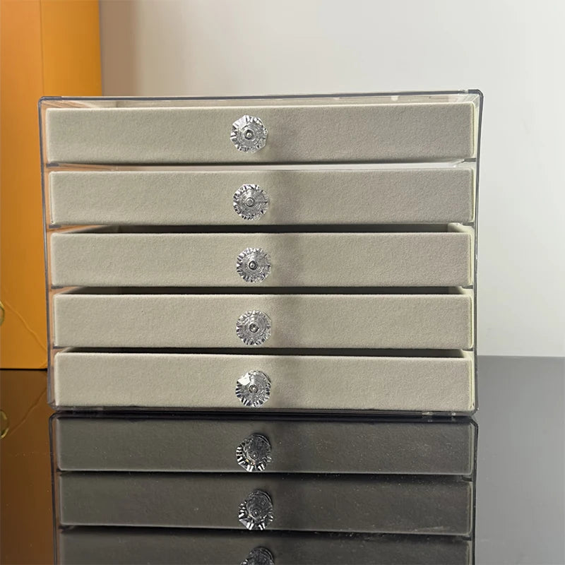 5-Layer Flannel Jewelry Box with Drawer