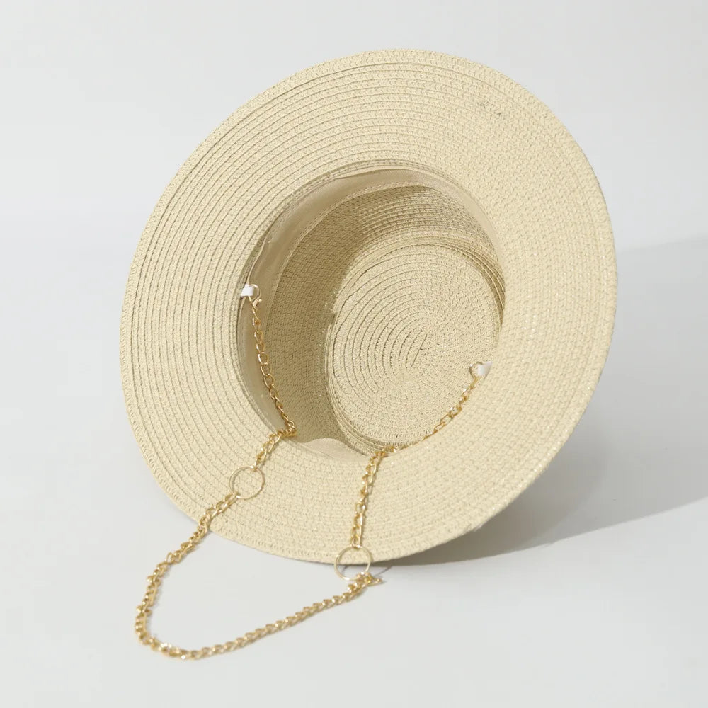 Elegant Ribbon Straw Hat