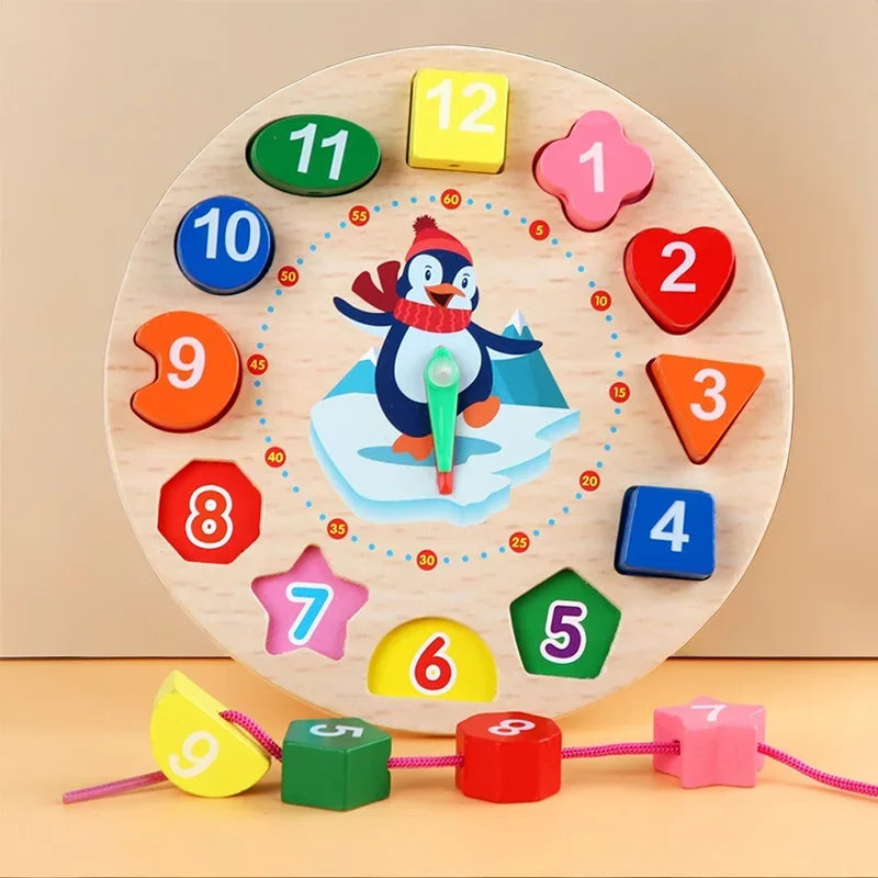 Kids Wooden Clock Learning Toy