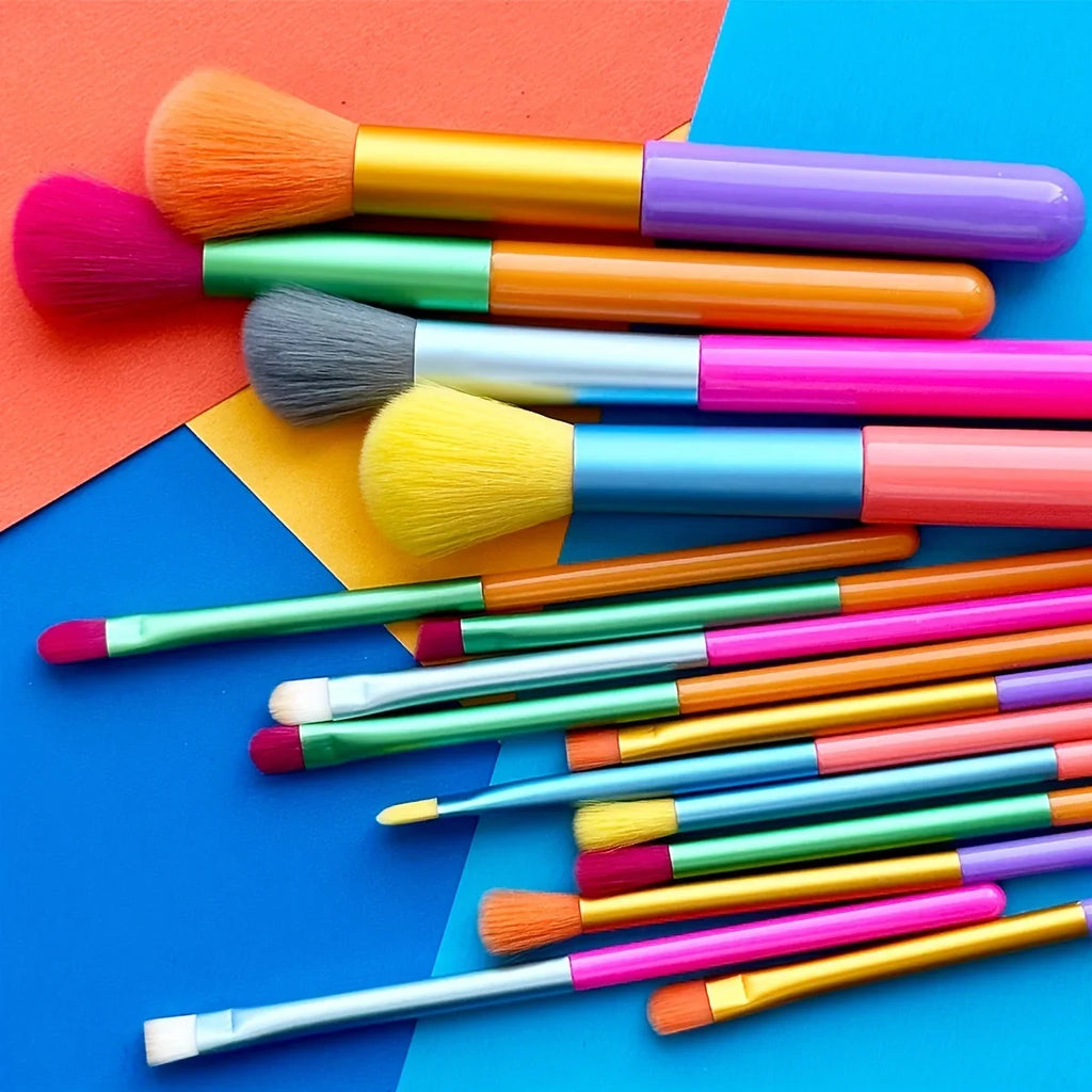 15pcs Makeup Brush Set – Colourful