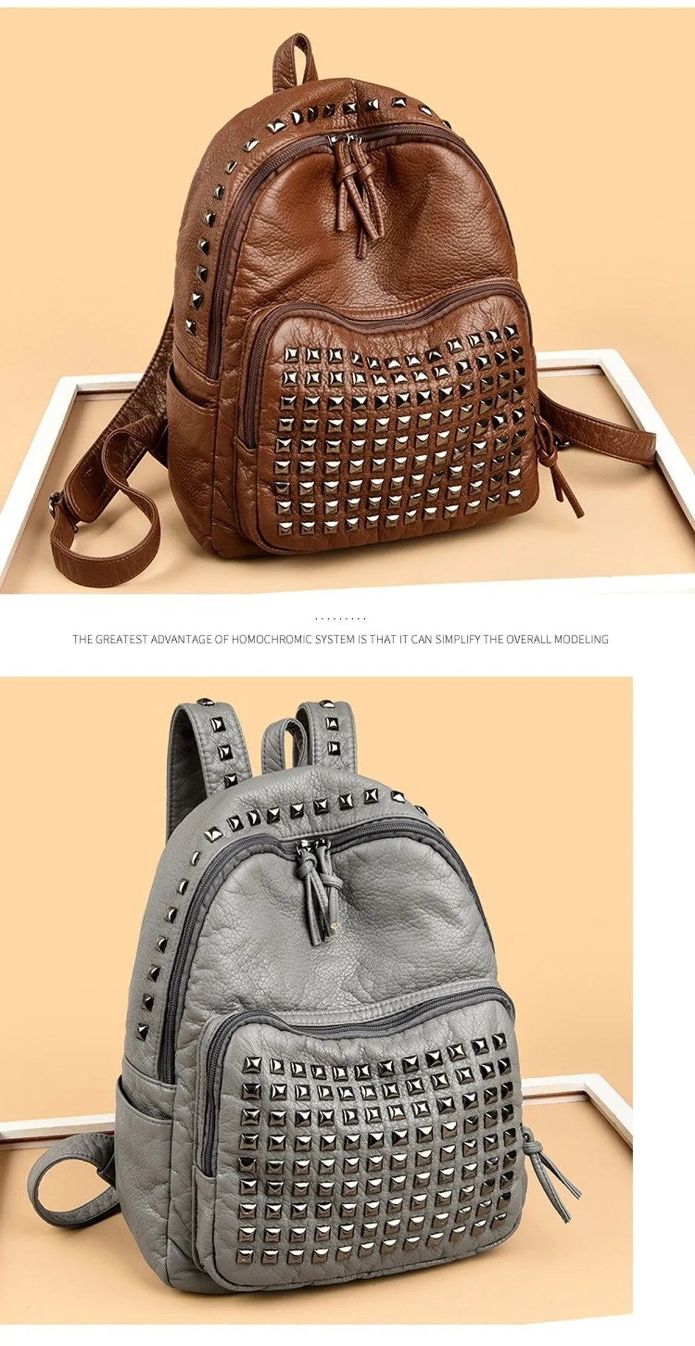 Stylish Rivet Backpack for Men & Women