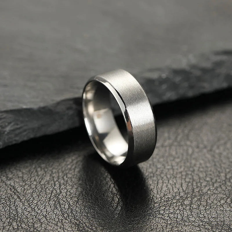 Stainless Steel Men’s Band Ring (Sizes 6–13)