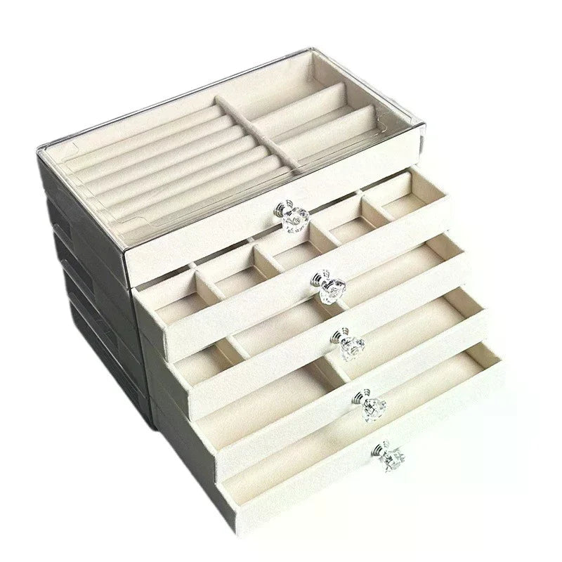 5-Layer Flannel Jewelry Box with Drawer