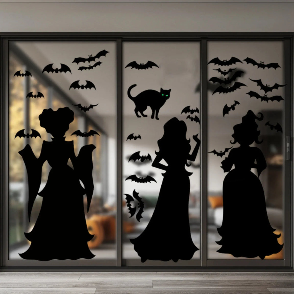 Halloween Witch & Bat Window Decals