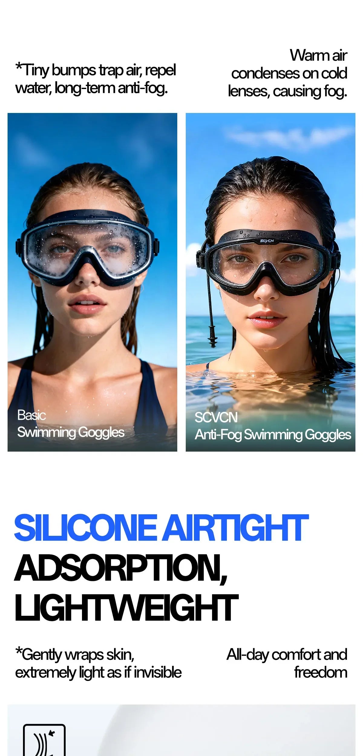 SCVCN Anti-Fog Swimming Goggles