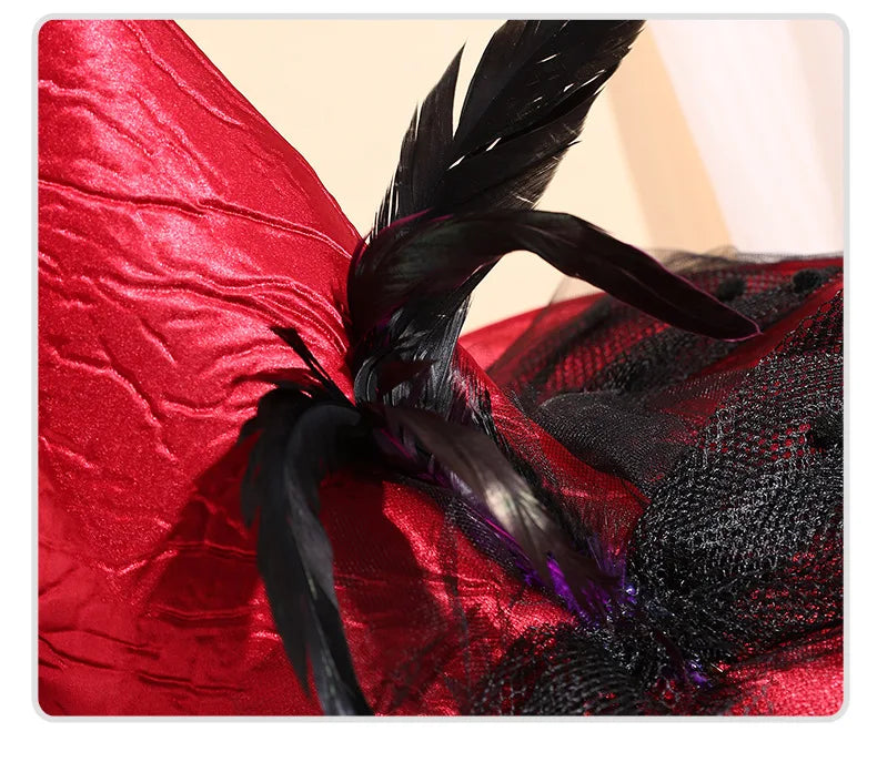 Halloween Rose & Veil Witch Hat