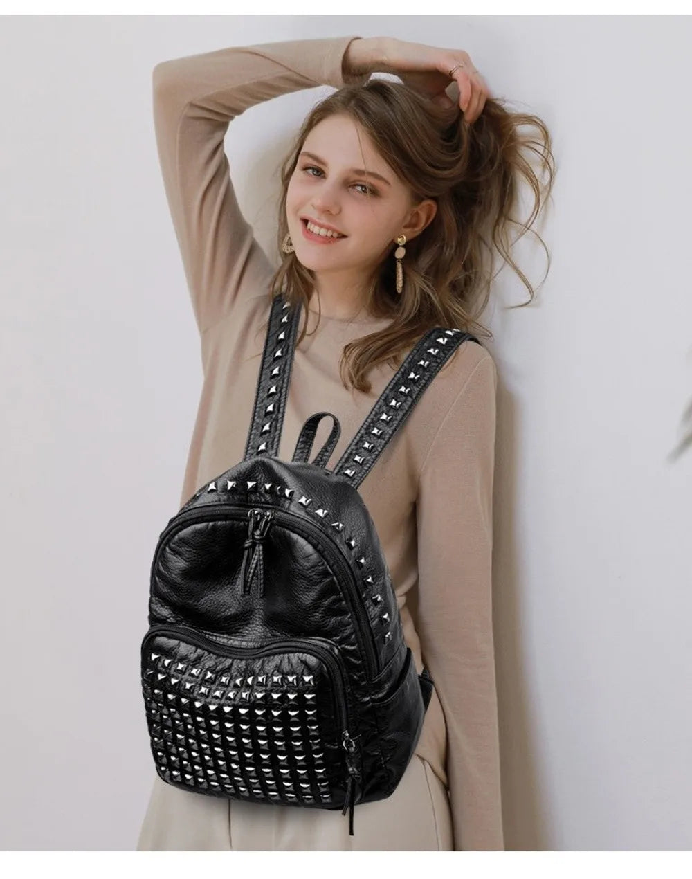 Stylish Rivet Backpack for Men & Women