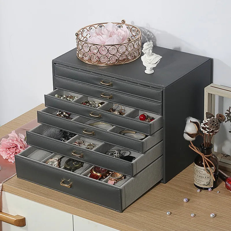 Large Leather Jewelry Storage Box