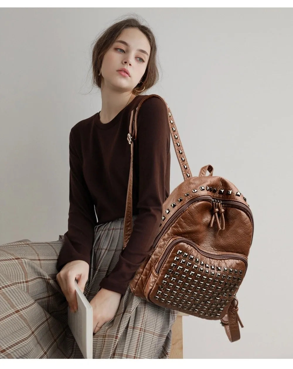 Stylish Rivet Backpack for Men & Women