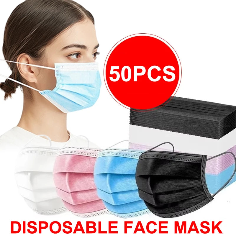 50Pcs 3-layer protective Face Masks