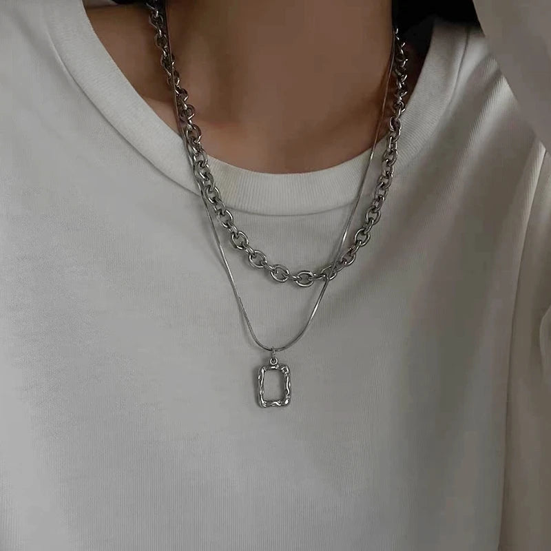 Double Link Layered Chain Necklace