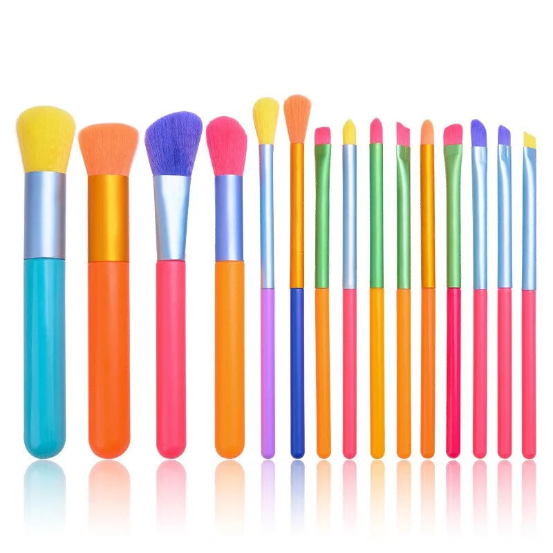 15pcs Makeup Brush Set – Colourful