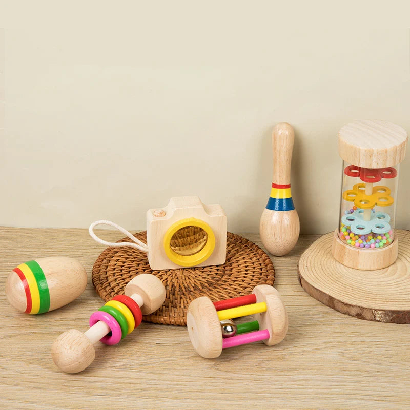 6-Piece Kids Rattle Wooden Musical Toy Set