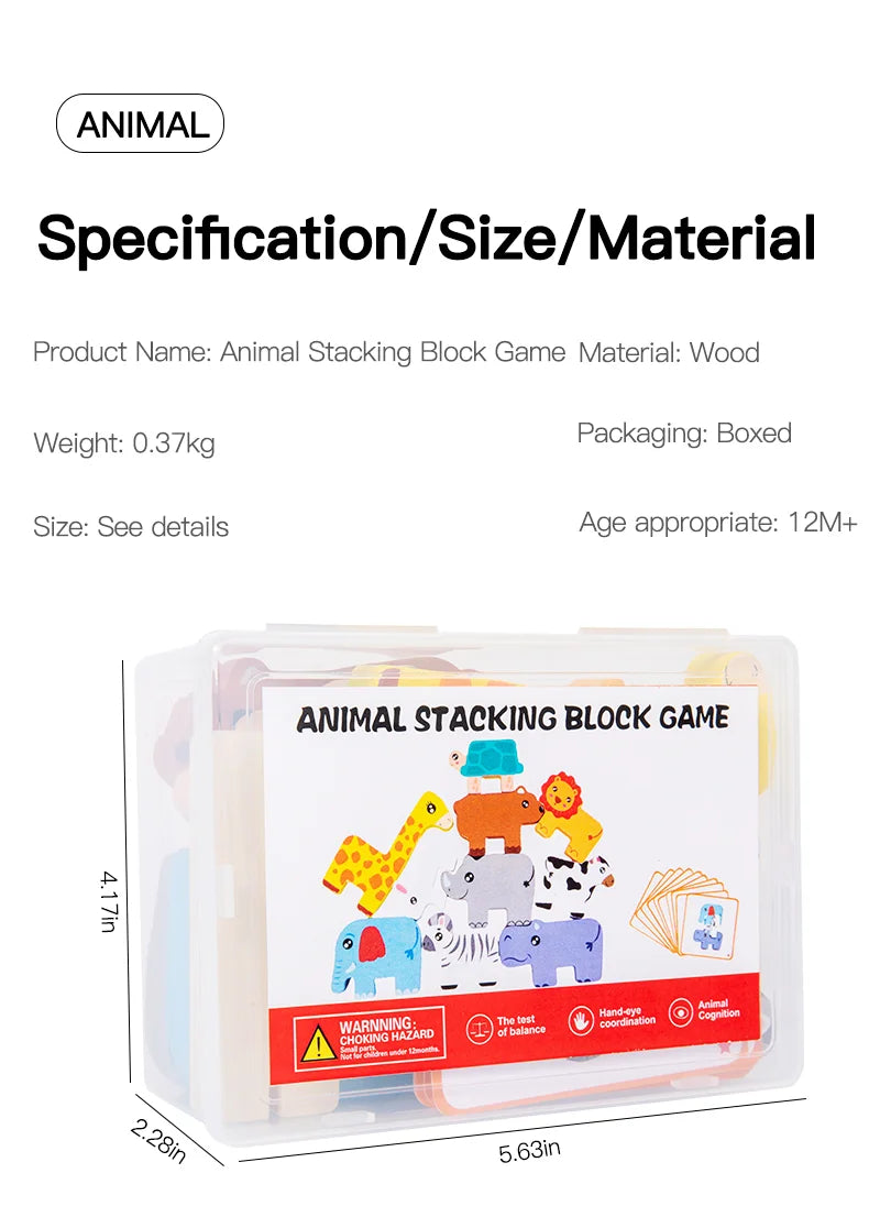 Kids Wooden Animal Stacker Toy
