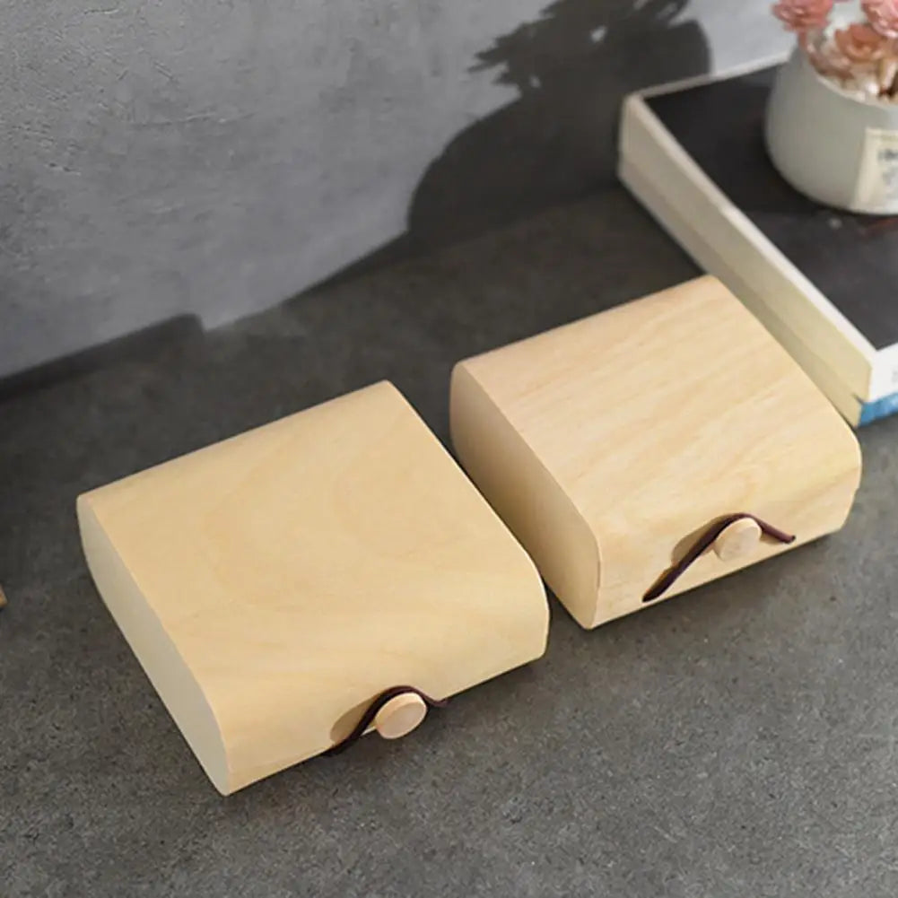 Wood Jewelry Box with Lid & Gold Lock