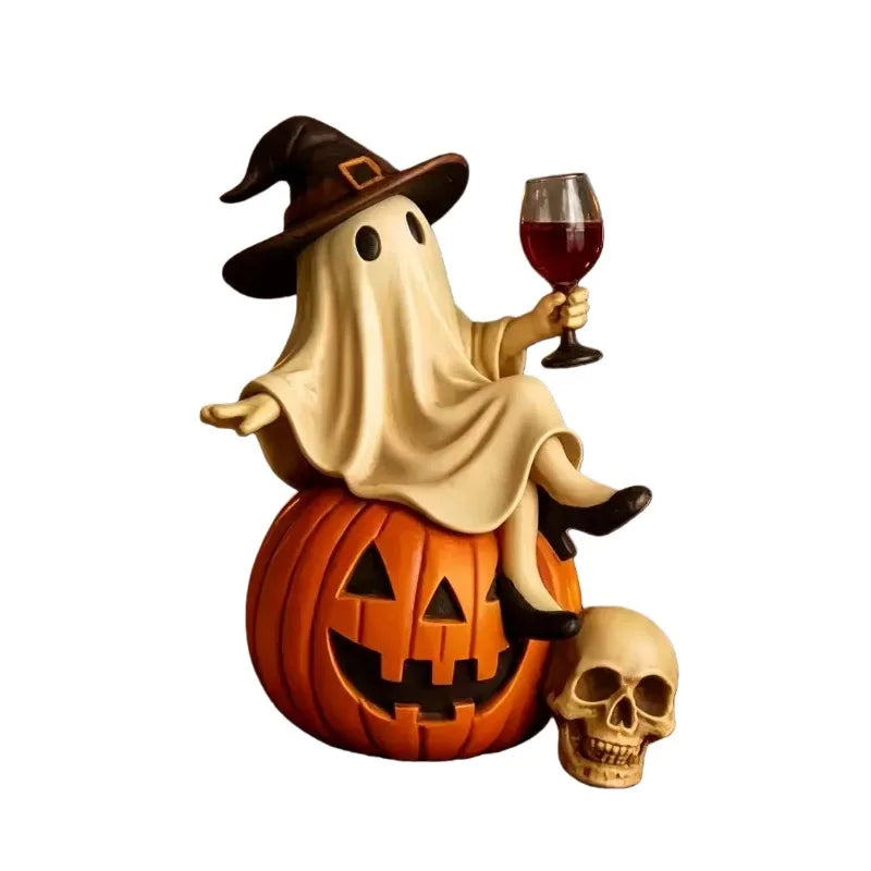 Halloween Ghost & Pumpkin Figurine