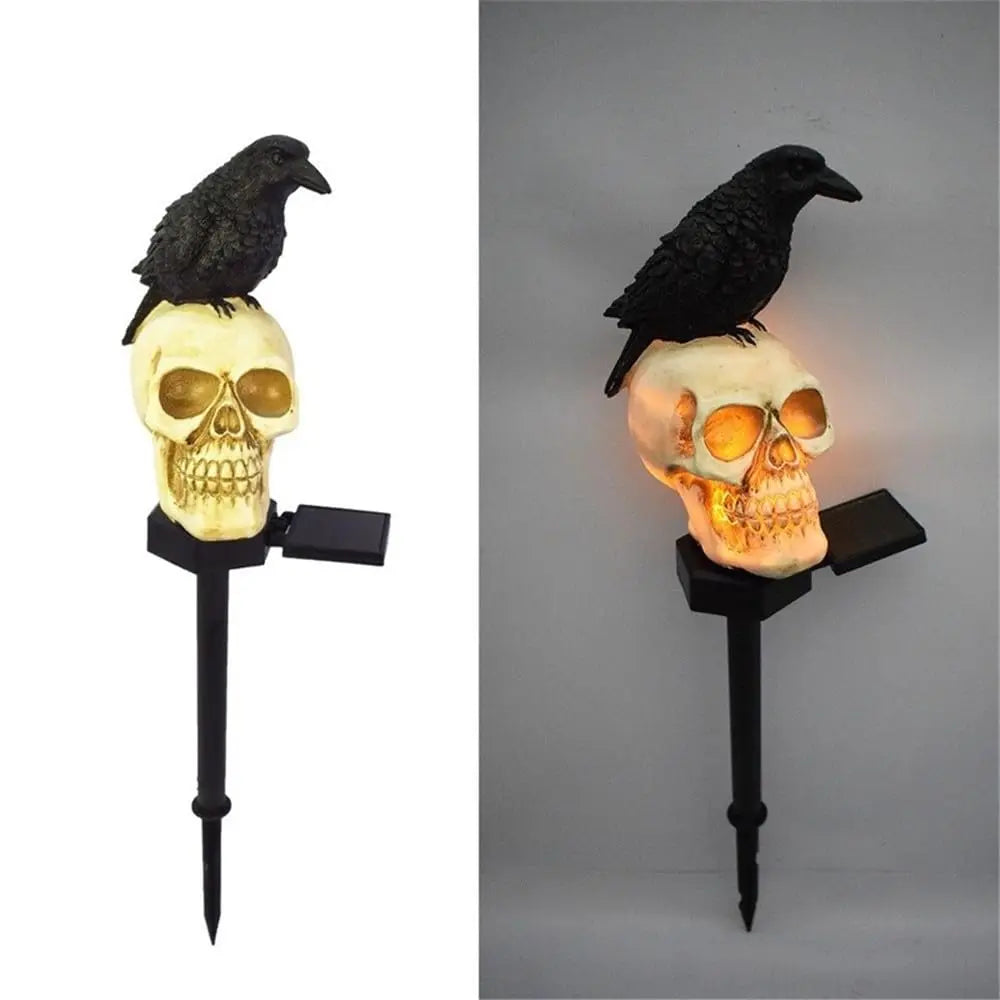Halloween Solar Skull & Crow Light