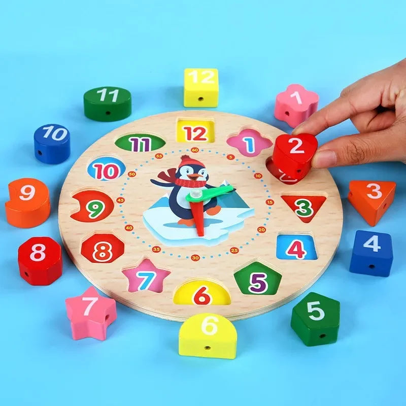 Kids Wooden Clock Learning Toy