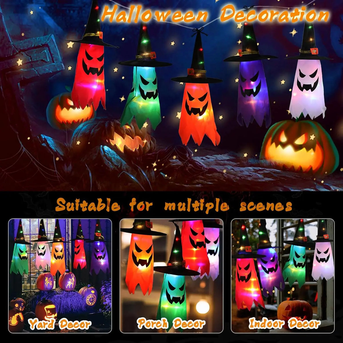 Halloween Light-Up Witch Ghosts – 5 Pack