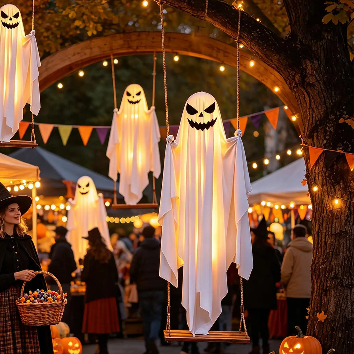 Halloween Light-Up Swinging Ghost